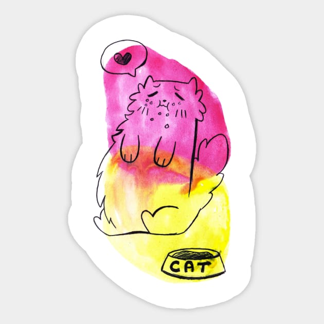 Stuffed Chubby Kitty Watercolor Sticker by saradaboru